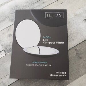 NWT - Ilios Compact Lighted Mirror - 1x and 10x magnification - 5" viewing size